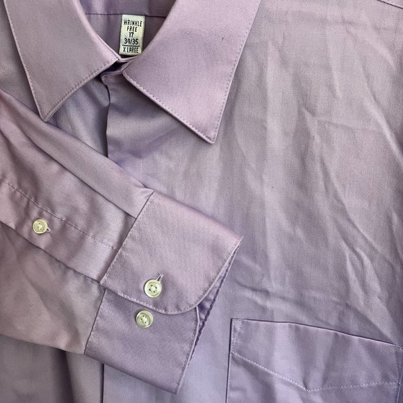Lavender/Light Purple Lux Sateeen Collared Shirt // VanHeusen Men's Size XL - Picture 2 of 6